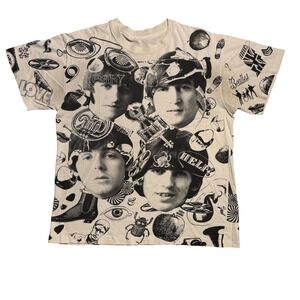 Vintage 1991 The Beatles All Over Print T-Shirt Winterland Apple Corps Cream M